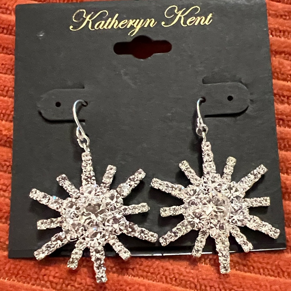 3/$18 Katheryn Kent Silver Starburst Earrings Lot 1063